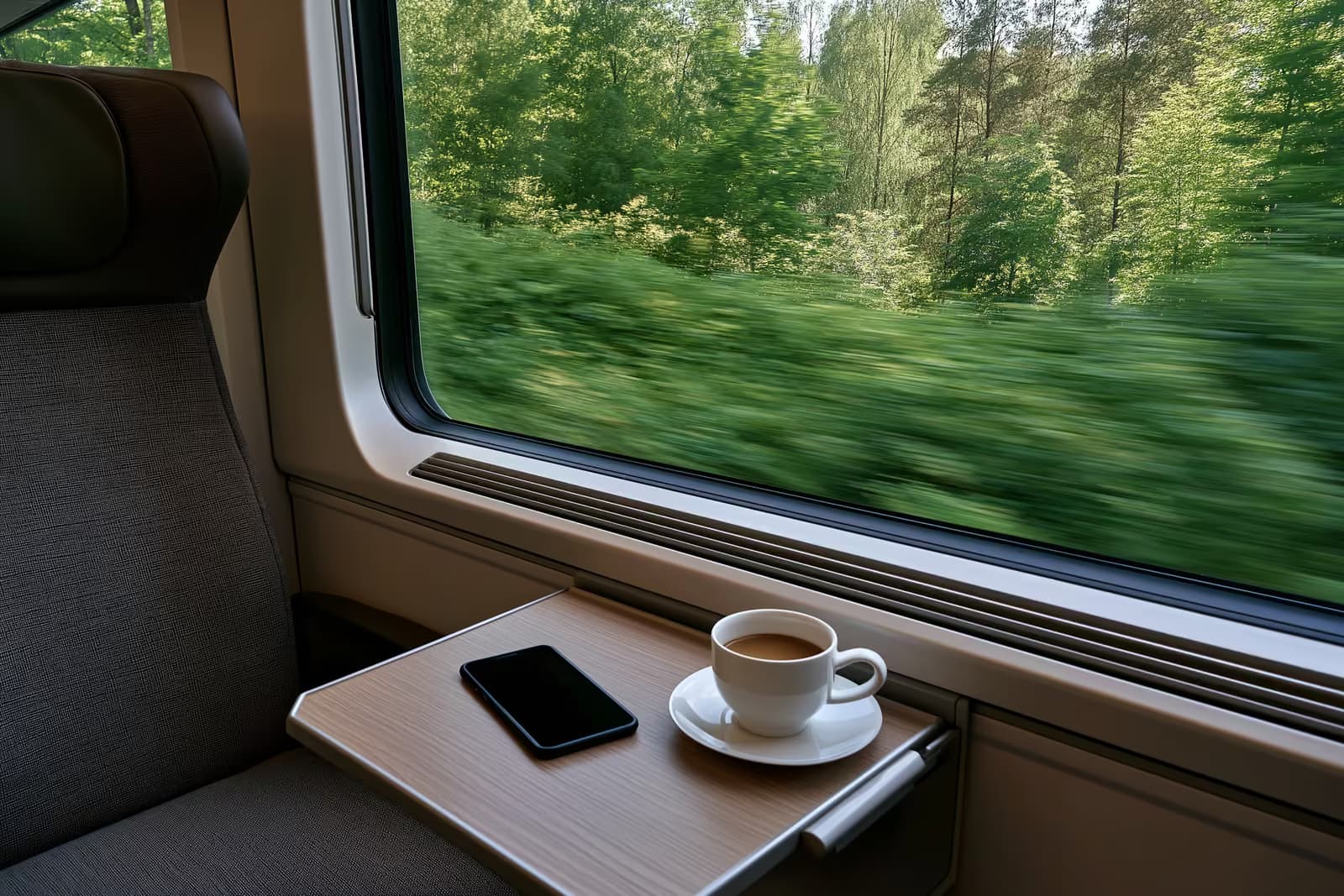 Pociąg dużej prędkości ICE firmy Deutsche Bahn czekający rano na peronie w Niemczech.